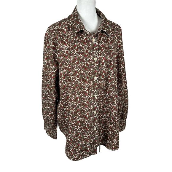 Vintage Appleseeds Long Sleeve Button Down Shirt Top 20W Classic Casual Cotton - Picture 1 of 4